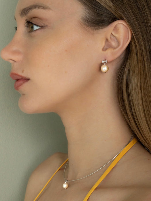 10mm Seawater Pearl Cubic Earrings